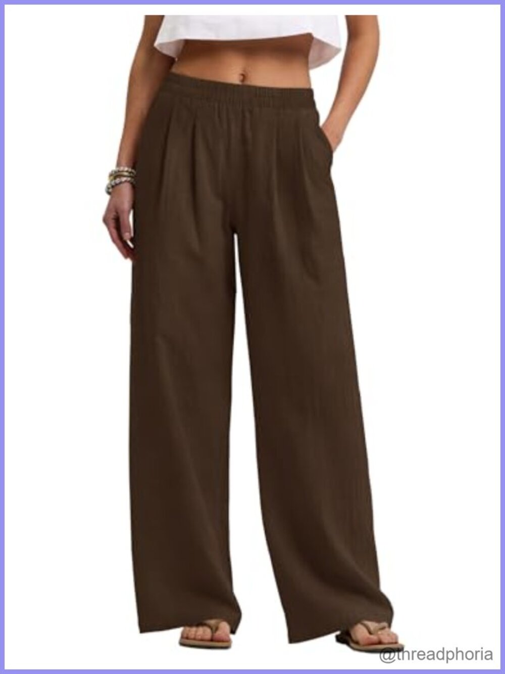 Cotton Linen Pants Wide Leg Palazzo Pull-On Summer Travel